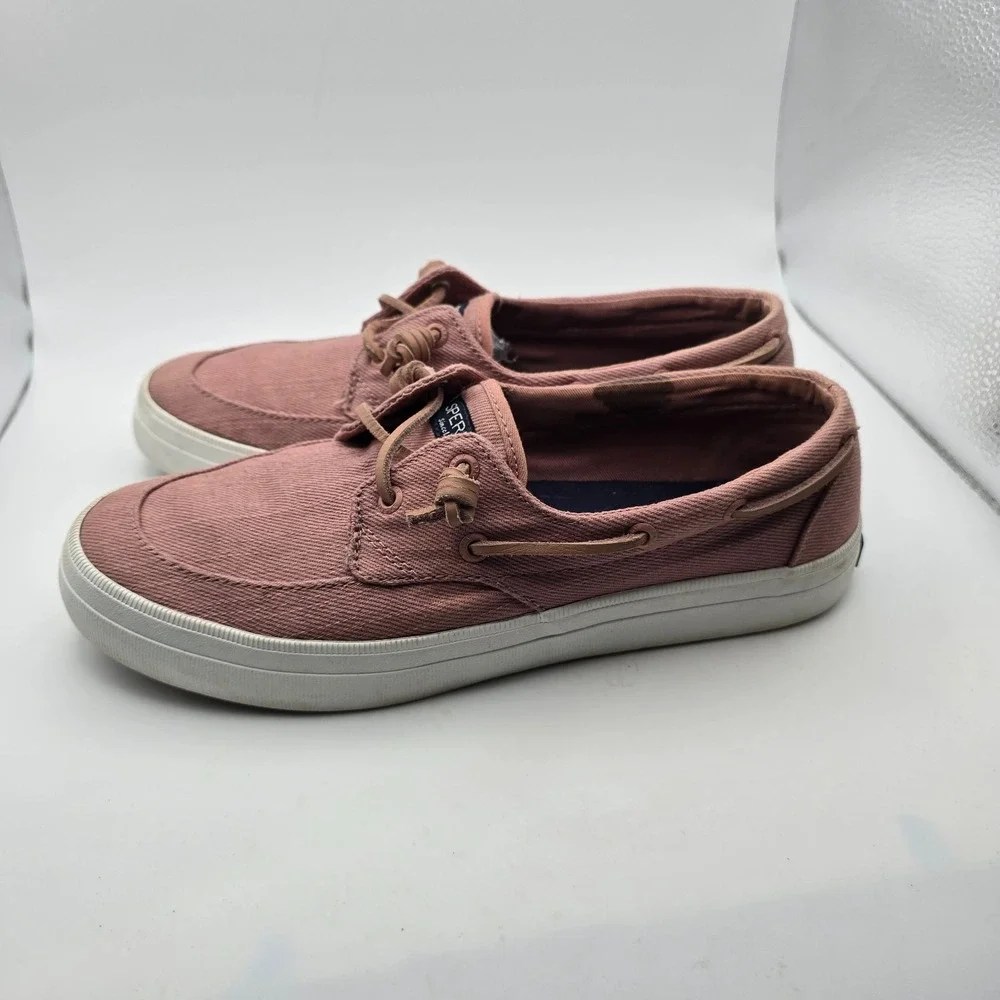 Sperry Top Sider Boat Shoes Womens Size 8.5 Salmon Pink Canvas